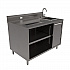 Stainless Steel Beverage Table with Right Sink, Rectangular, 30