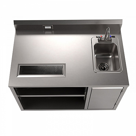 Stainless Steel Beverage Table with Right Sink, Rectangular, 30