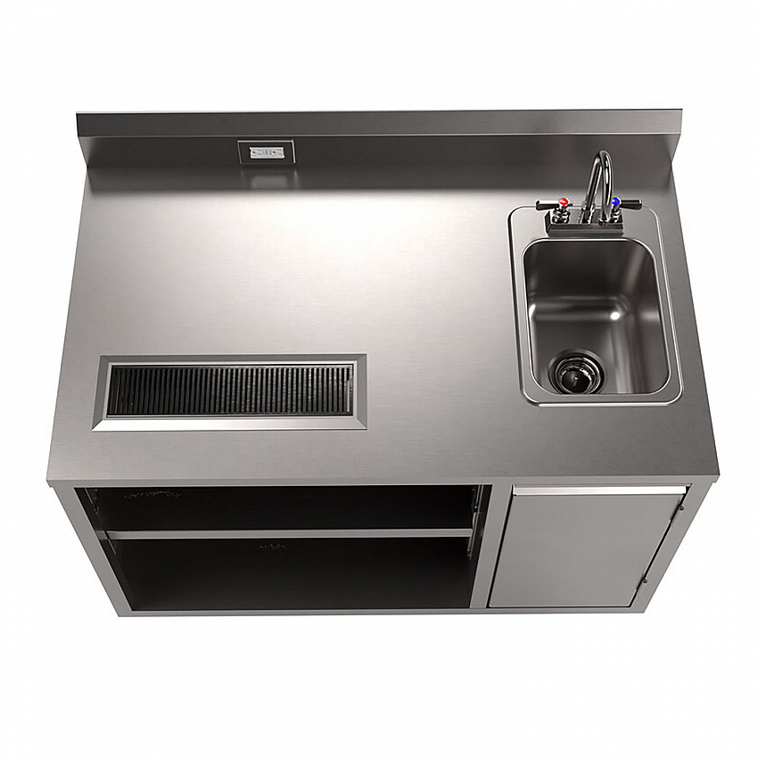 Stainless Steel Beverage Table with Right Sink, Rectangular, 30" x 48" x 41.5", Silver Top, Silver Base/Legs (BEVT3048R)