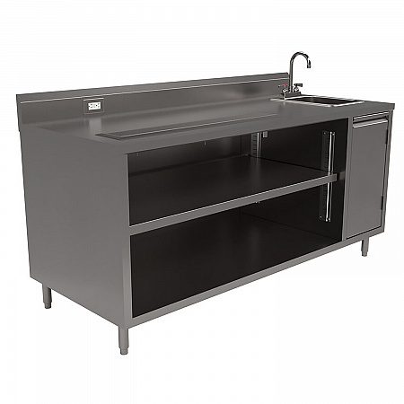 Stainless Steel Beverage Table with Right Sink, Rectangular, 30