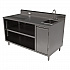 Stainless Steel Beverage Table with Right Sink, Rectangular, 30