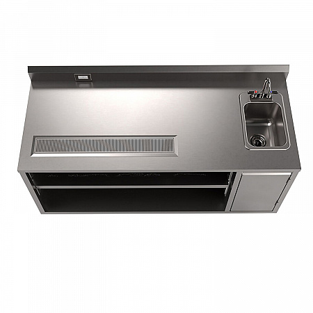 Stainless Steel Beverage Table with Right Sink, Rectangular, 30