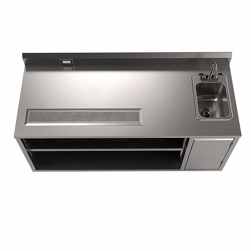 Stainless Steel Beverage Table with Right Sink, Rectangular, 30" x 72" x 41.5", Silver Top, Silver Base/Legs (BEVT3072R)