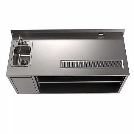 Stainless Steel Beverage Table with Left Sink, Rectangular, 30