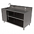 Stainless Steel Beverage Table with Left Sink, Rectangular, 30