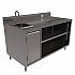 Stainless Steel Beverage Table with Left Sink, Rectangular, 30