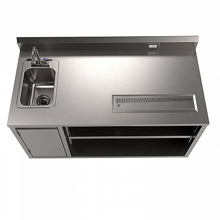 Stainless Steel Beverage Table with Left Sink, Rectangular, 30