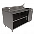 Stainless Steel Beverage Table with Right Sink, Rectangular, 30