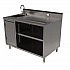 Stainless Steel Beverage Table with Left Sink, Rectangular, 30