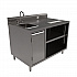 Stainless Steel Beverage Table with Left Sink, Rectangular, 30