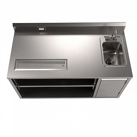 Stainless Steel Beverage Table with Right Sink, Rectangular, 30