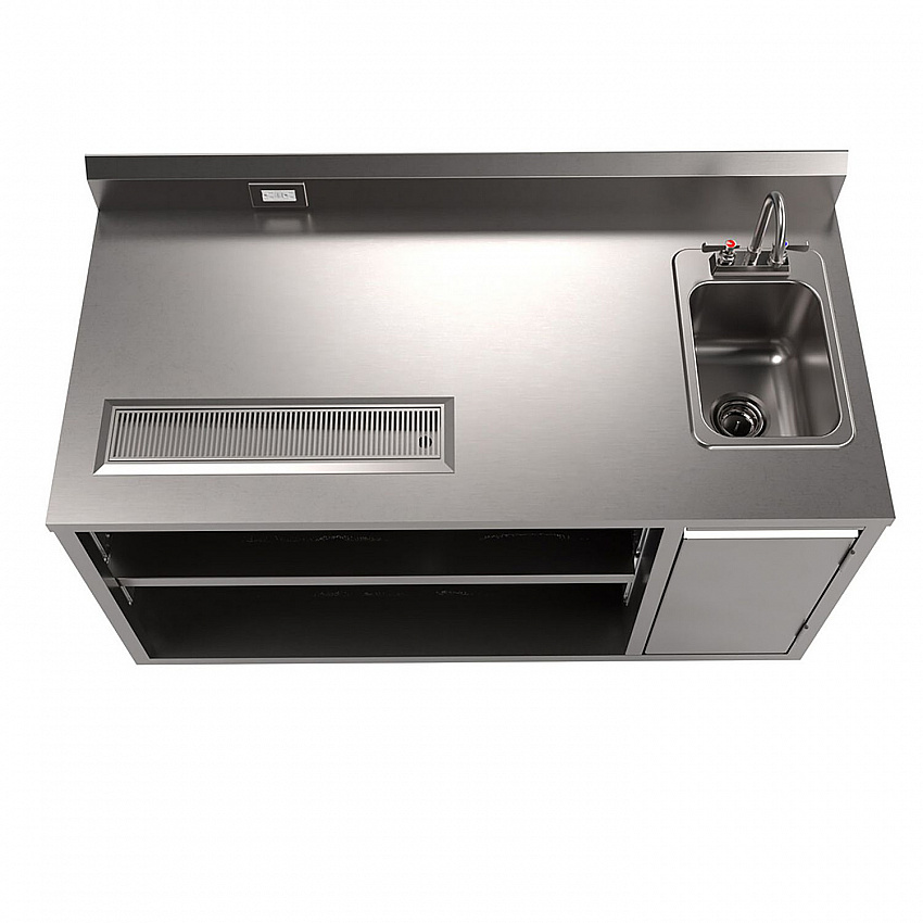 Stainless Steel Beverage Table with Right Sink, Rectangular, 30" x 60" x 41.5", Silver Top, Silver Base/Legs (BEVT3060R)