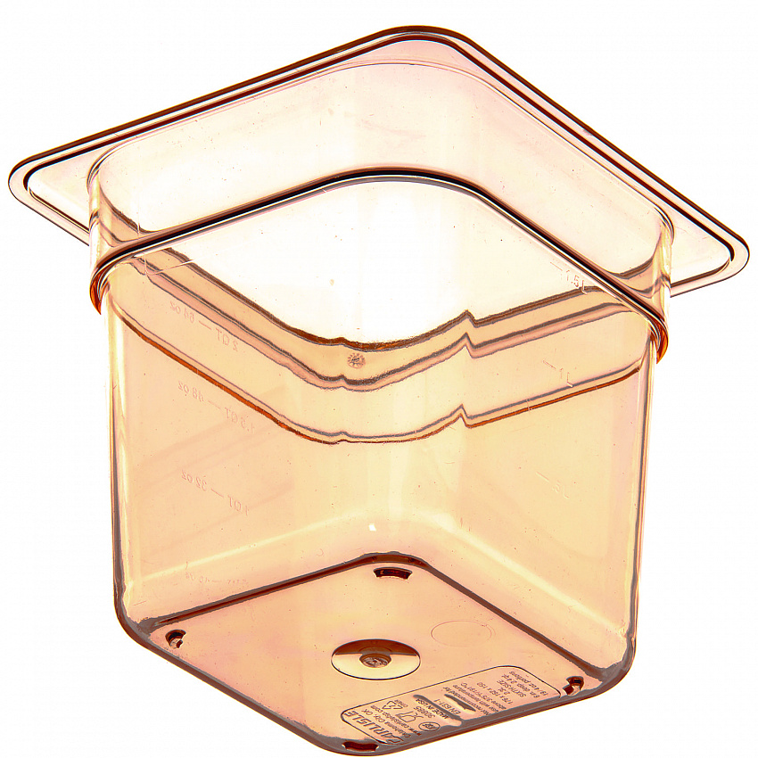 StorPlus High Heat Food Pan, 2.5 qt, 6.38 x 6.75 x 6, Amber, Plastic (3088513)
