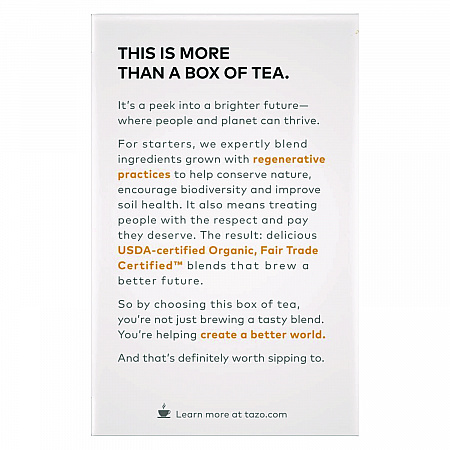 Tea Bags, Organic Chai, 16/Box, 6 Boxes/Carton (00305)