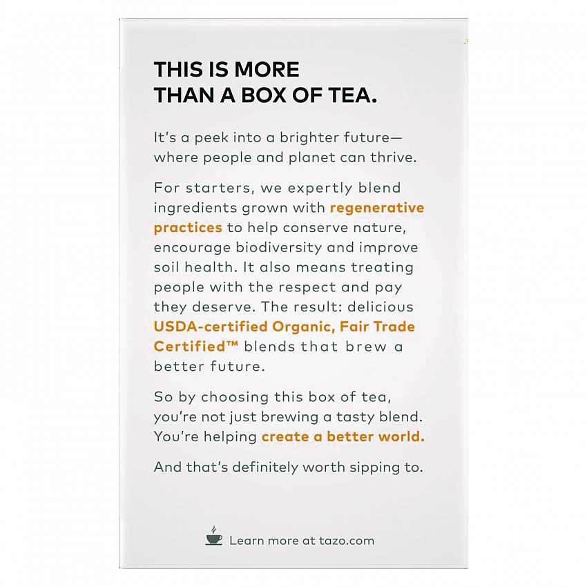 Tea Bags, Organic Chai, 16/Box, 6 Boxes/Carton (00305)
