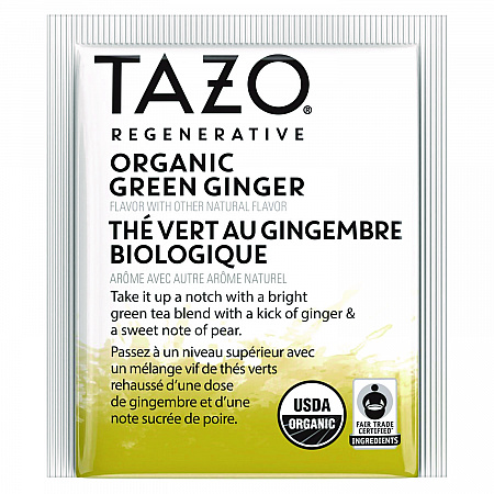 Tea Bags, Organic Green Ginger, 16/Box, 6 Boxes/Carton (00356)