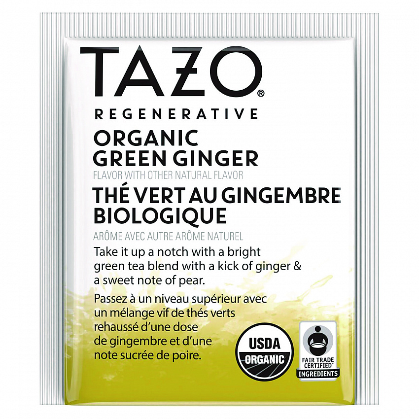 Tea Bags, Organic Green Ginger, 16/Box, 6 Boxes/Carton (00356)