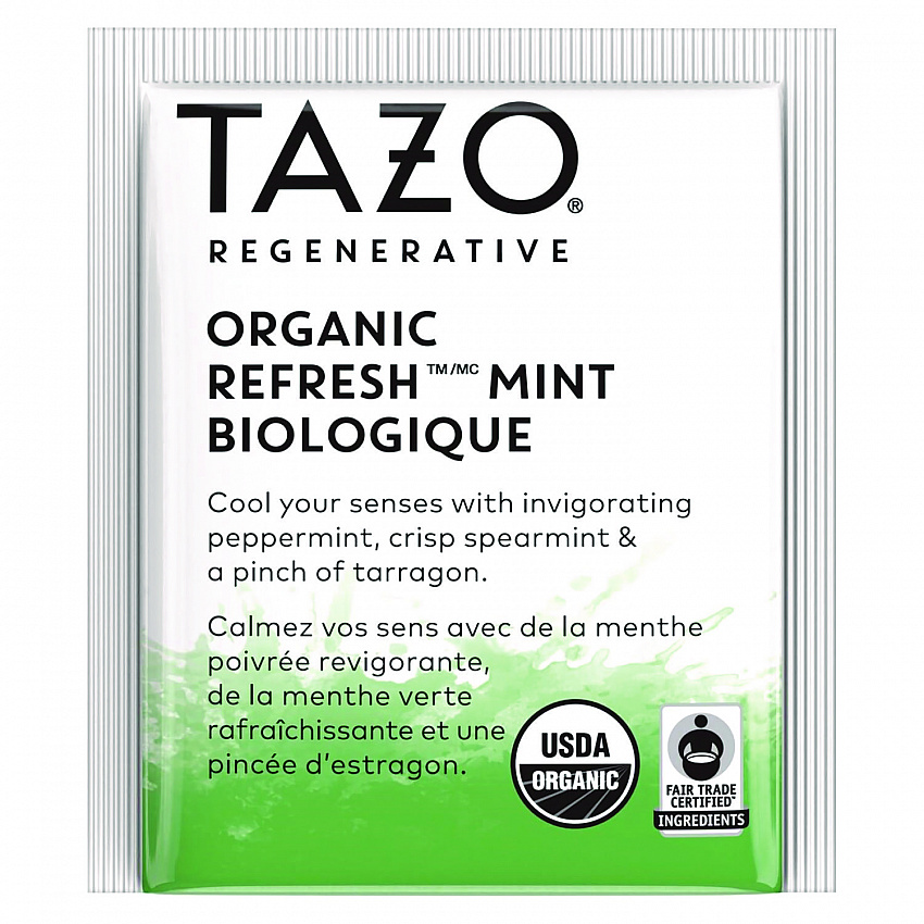 Tea Bags, Organic Refresh Mint, 16/Box, 6 Boxes/Carton (00350)