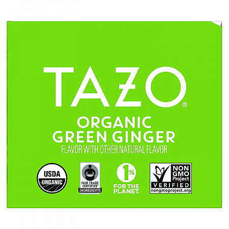 Tea Bags, Organic Green Ginger, 16/Box, 6 Boxes/Carton (00356)