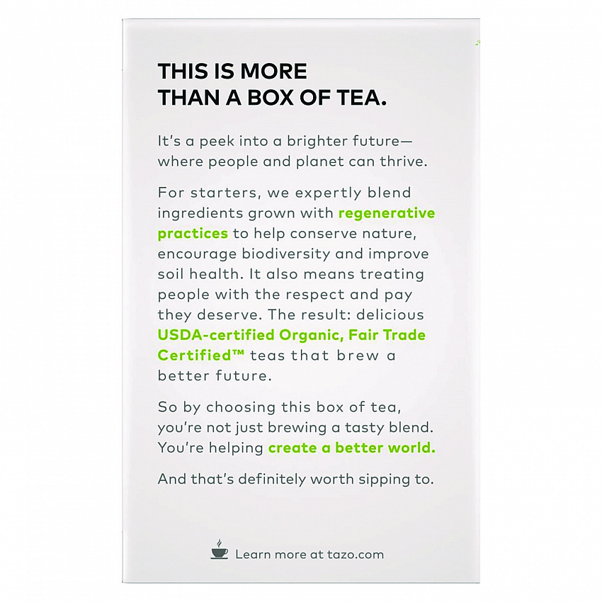 Tea Bags, Organic Zen, 16/Box, 6 Boxes/Carton (00309)