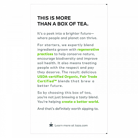 Tea Bags, Organic Green Ginger, 16/Box, 6 Boxes/Carton (00356)