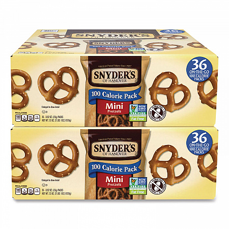 Mini Pretzels. 0.92 oz Pack, 36 Packs/Box, 2 Boxes/Carton (60004087)