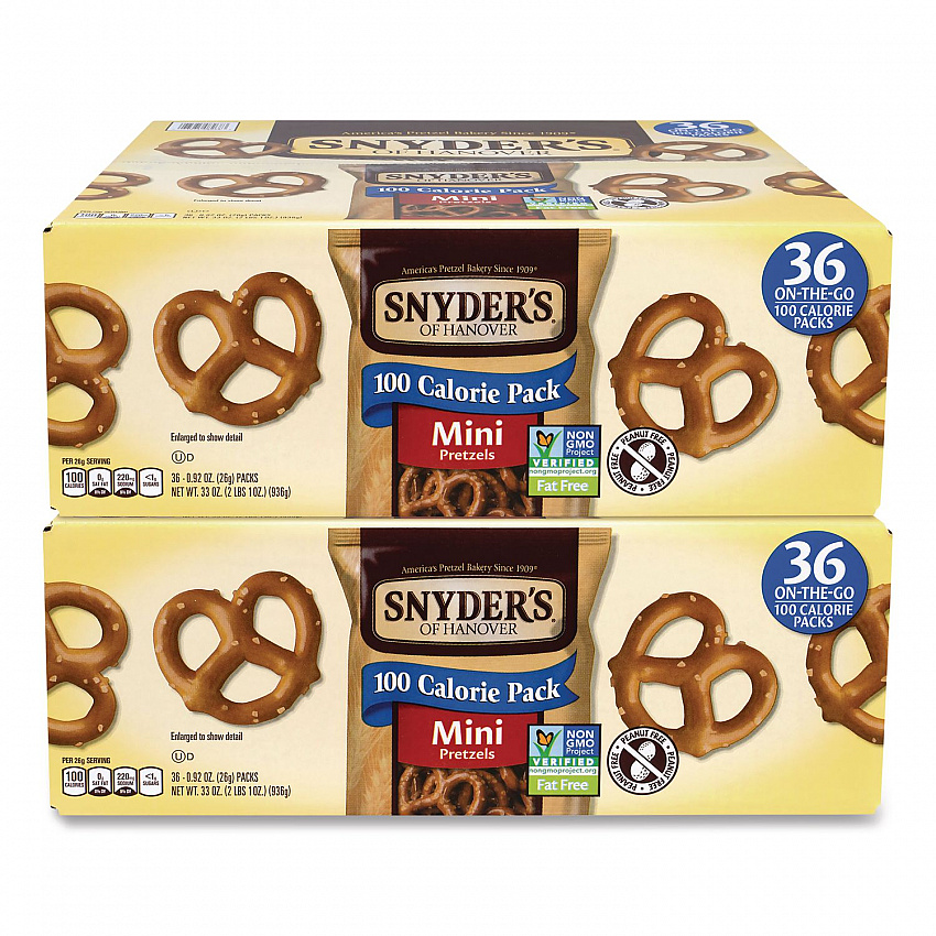 Mini Pretzels. 0.92 oz Pack, 36 Packs/Box, 2 Boxes/Carton (60004087)