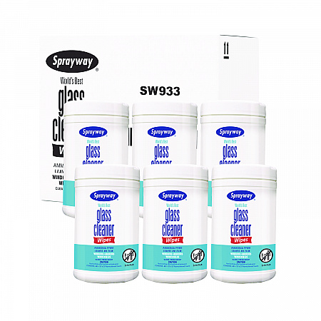 Glass Cleaner Wipes, 1-Ply, 10 x 12, White, 6/Carton (933)