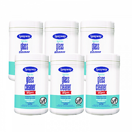 Glass Cleaner Wipes, 1-Ply, 10 x 12, White, 6/Carton (933)