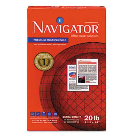 Navigator Premium Multipurpose Copy Paper, 97 Bright, 20 lb, 8.5 x 14, White, 500 Sheets/Ream, 10 Reams/Carton (NMP1420)