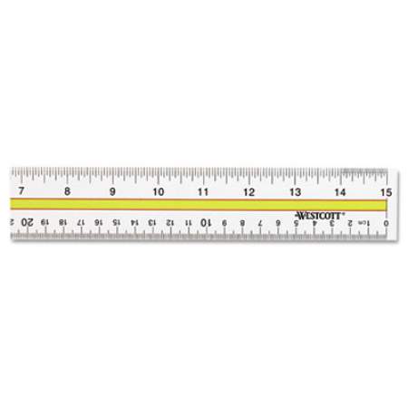 Westcott Acrylic Data Highlight Reading Ruler With Tinted Guide, 15" Long, Clear/Yellow (10580)