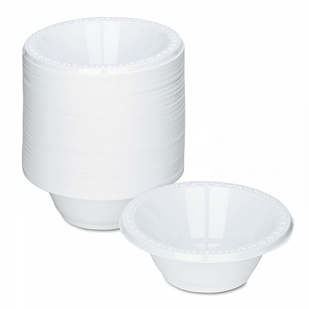 Plastic Dinnerware, Bowl, 12 oz, White, 125/Pack (12244WH)