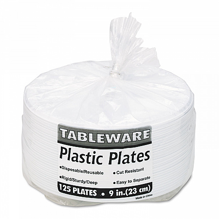 Plastic Dinnerware, 3-Compartment Plates, 9