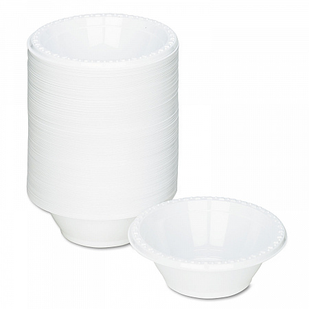 Plastic Dinnerware, Bowl, 5 oz, White, 125/Pack (5244WH)