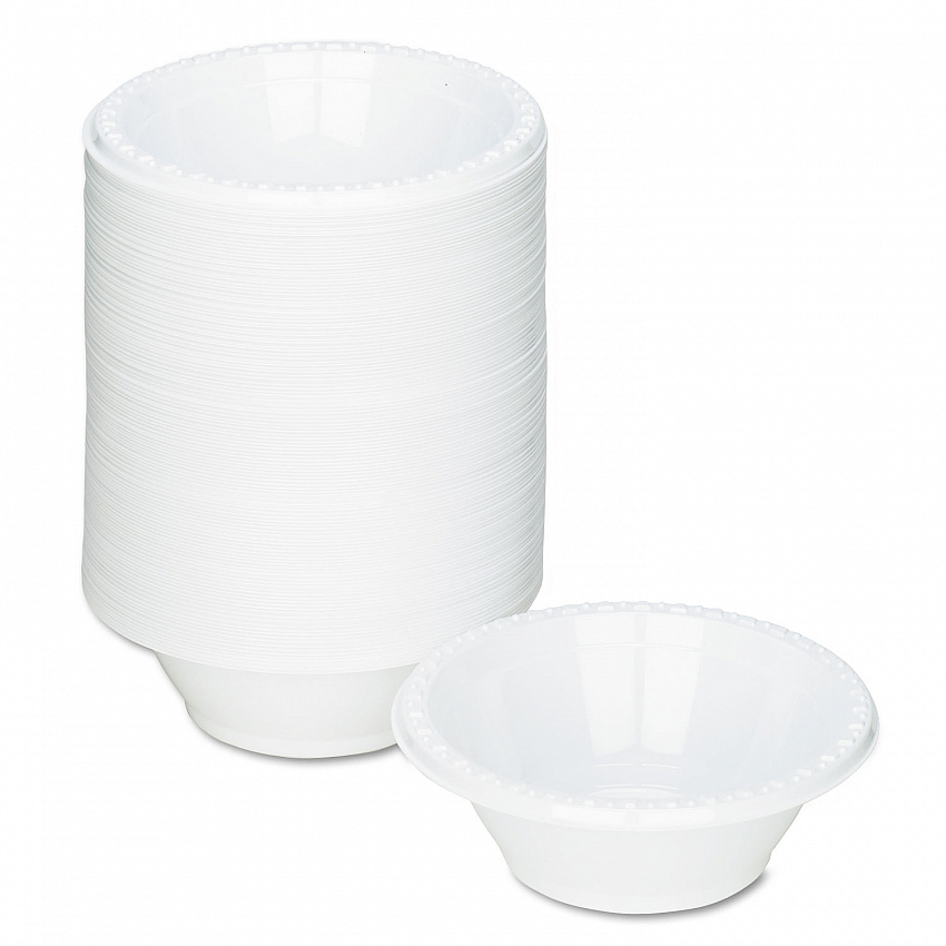 Plastic Dinnerware, Bowl, 5 oz, White, 125/Pack (5244WH)