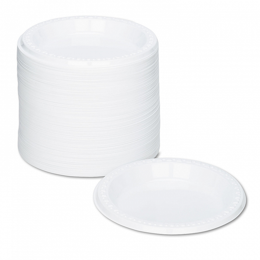 Plastic Dinnerware, Plates, 6" dia, White, 125/Pack (6644WH)