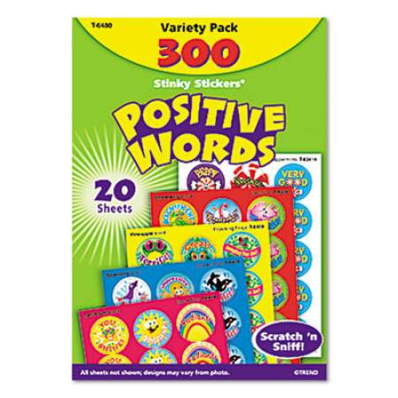 TREND Stinky Stickers Variety Pack, Positive Words, Assorted Colors, 300/Pack (T6480)
