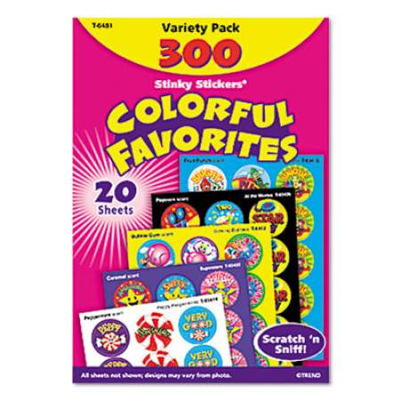TREND Stinky Stickers Variety Pack, Colorful Favorites, Assorted Colors, 300/Pack (T6481)