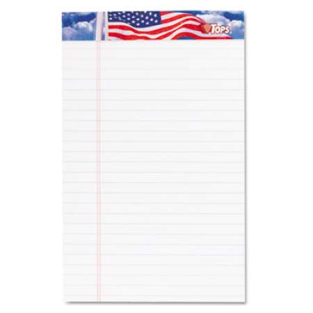 TOPS American Pride Writing Pad, Narrow Rule, Red/White/Blue Headband, 50 White 5 x 8 Sheets, 12/Pack (75101)