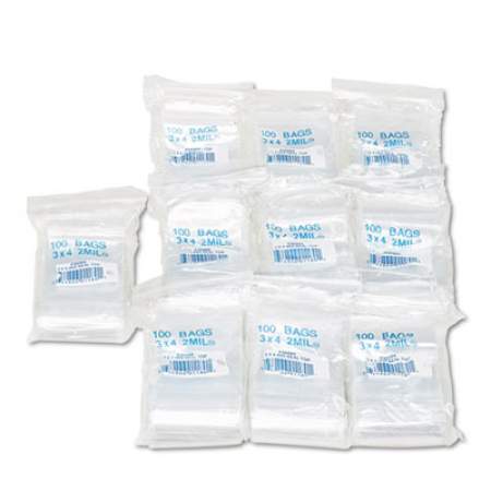 Universal Reclosable Poly Bags, 3 x 4, 2mil, Clear, 1000/Carton (127481)