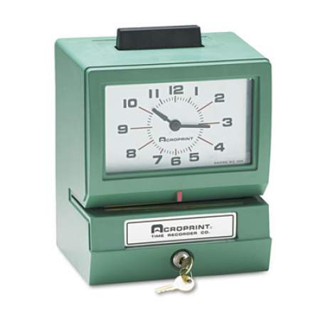 Acroprint Model 125 Heavy-Duty Time Recorder, Manual Operation, Date/0-23 Hours/Minutes Imprint, Green (01107040A)