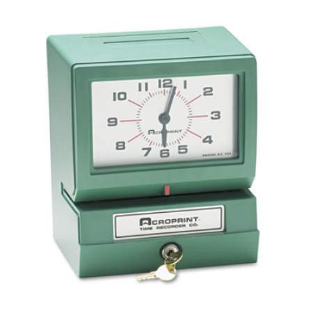 Acroprint Model 150 Heavy-Duty Time Recorder, Automatic Operation, Date/1-12 Hours/Minutes, Green (012070400)