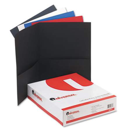 Universal Two-Pocket Portfolio, Embossed Leather Grain Paper, 11 x 8.5, Assorted Colors, 25/Box (56613)