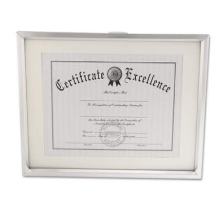Universal Plastic Document Frame with Mat, 11 x 14 and 8 1/2 x 11 Inserts, Metallic Silver (76854)