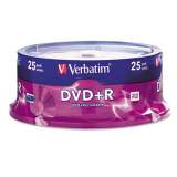 Verbatim DVD+R Recordable Disc, 4.7 GB, 16x, Spindle, Silver, 25/Pack (95033)