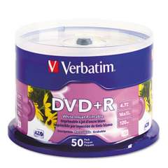 Verbatim DVD+R Recordable Disc, 4.7 GB, 16x, Spindle, White, 50/Pack (95136)