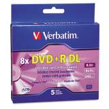 Verbatim DVD+R Dual-Layer Recordable Disc, 8.5 GB, 8x, Jewel Case, Silver, 5/Pack (95311)