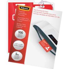 Fellowes Glossy Pouches - ID Tag punched, 5 mil, 100 pack (52016)
