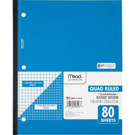 Mead Quad Wireless Neatbook Notebook - Letter (06497)
