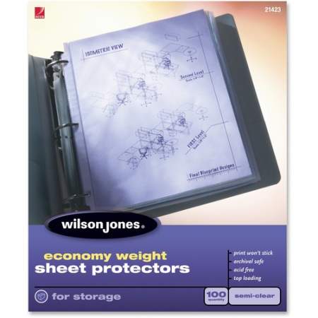 Wilson Jones Economy Weight Top-Loading Sheet Protectors (W21423)